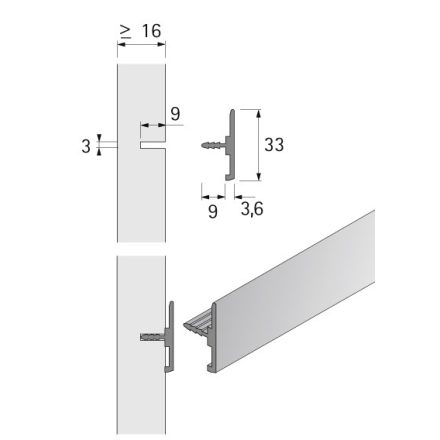 HETTICH 9012148 ORG@Wall univerzális profil 2900 mm