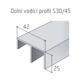 S-profil S30/45 alsó elox 2m