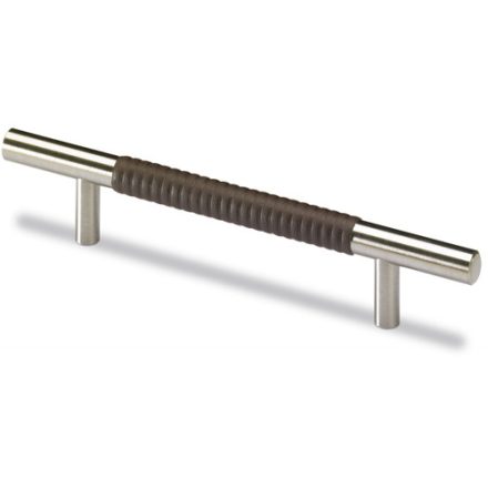 HETTICH 9070144 fogantyú Bytantia 188/128 mm sötétbarna bőr nemesacél imitáció