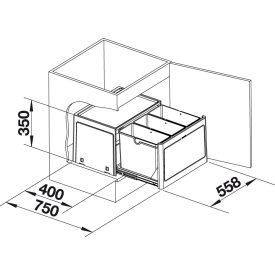   BLANCO 517470 Kosár Select Botton 60/3 Automatic kihúz.az ajtó nyitásával