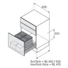 HETTICH 9132349 szemeteskosár Bin.it Flex 600 mm