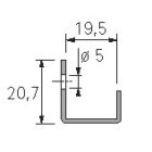 HETTICH 9136122 végzáró profil ajtóra ajtóvastagság 18-19 mm U alakú/2500 mm