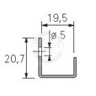 HETTICH 9136122 végzáró profil ajtóra ajtóvastagság 18-19 mm U alakú/2500 mm