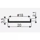 SEVROLL "U" Mini profil 18 mm-es rétegeltlemezre 3m ezüst
