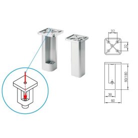 Bútorláb 727R magasság 120mm szürke RAL9006