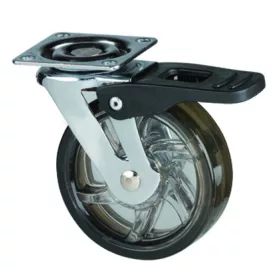   StrongCastors Kerék TOP, 75 mm,  transzparens sötét, fékkel