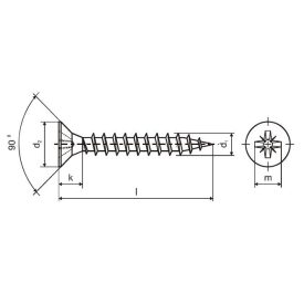   PZ Csavar  5x120/70 süllyesztett fej részleges csavarmenet cink fehér PZ2