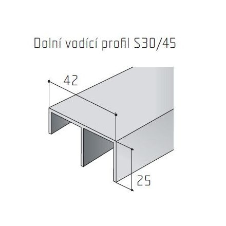 S-profil S30/45 alsó elox 2,5m
