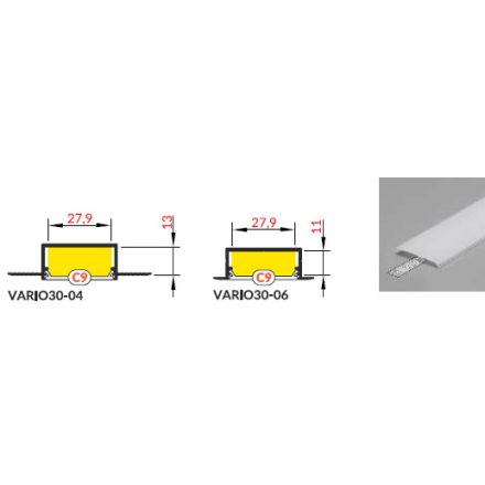 StrongLumio takaróprofil  VARIO C9 LED profilhoz tejfehér 4m