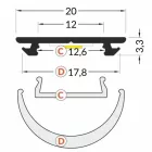 StrongLumio LED profil Arc 12, natúr alumínium, 2m