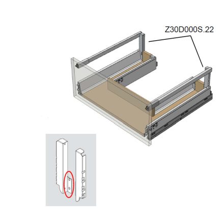 BLUM Z30D000S.22 hátlap tartó fiókokhoz mosogató alá, D, J+B, szürke