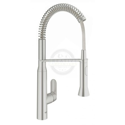 K-GROHE mosogatóhoz csaptelep K7  profi zuhanyozóval, foot control, Supersteel