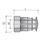 Becsavarható tipli golyóval BU33-M4x7,5/5,5 mm, sárgaréz