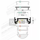 StrongLumio LED profil Surface 10 fekete alu 4050mm