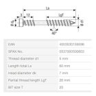 SPAX csavar 5x60 cilinderes TXS, A2, C, ezüst
