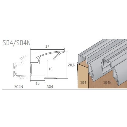 S-profil S04N ezüst elox 2,7m