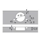 HETTICH 9073679 Sensys 8675 közézáródó 110° P2O, 45x9.5, rychlomontáž Fix