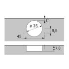 HETTICH 9094410 Sensys 8646 közézáródó 110° rugó, vas. od 10mm, 45x9.5, csavar