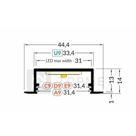 StrongLumio LED-profil Vario30-06 (2m) eloxált alu