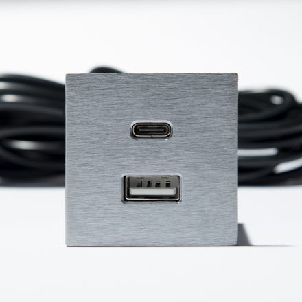 VersaPick, 1x USB A/C, négyzet alakú, rozsdamentes acél