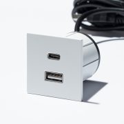 VersaPick, 2x USB A/C, négyszögletes, fehér matt RAL 9003, spiáter