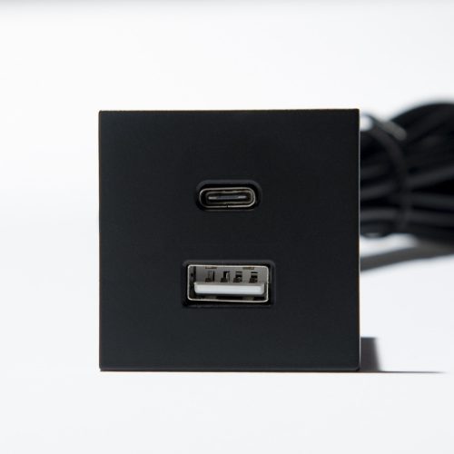 VersaPick, 2x USB A/C, négyszögletes, fekete mat, spiáter