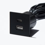 VersaPick, 2x USB A/C, négyszögletes, fekete mat, spiáter