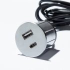 VersaPick, 1x USB A/C, kerek, rozsdamentes acél