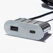 VersaPick, 2x USB A/C, ovális, nemesacél, spiáter