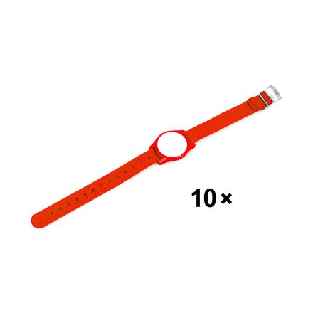 LEHMANN Nylonový náramek (hodinky)s čipem pro zámky RFID Mifare® lock,červ.,10ks