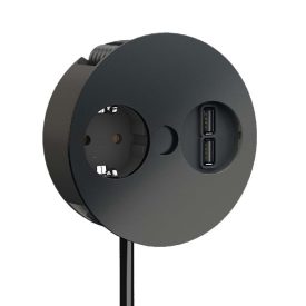   BACHMANN 931.131 Twist, 1x 230V + 1x USB- A/A, černá matná (RAL 9005), SCHUKO