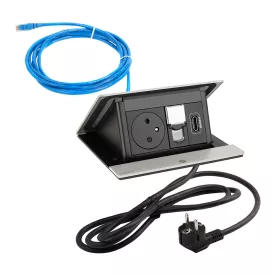   LEGRAND PopUp, 1x 230V, 1x RJ45, 1x HDMI, csiszolt alumínium