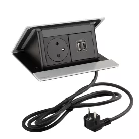   LEGRAND PopUp, 1x 230V, 1x USB A/C töltő, eloxált alumínium