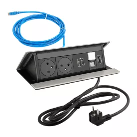   LEGRAND PopUp, 2x230V, 1x USB A/C, 1x RJ45, 1x HDMI, csiszolt alumínium