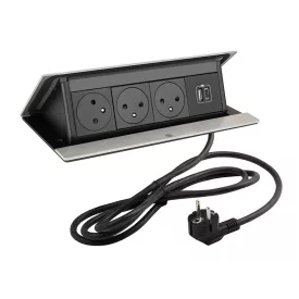 LEGRAND PopUp, 3x230V, 1x USB A/C, csiszolt alumínium