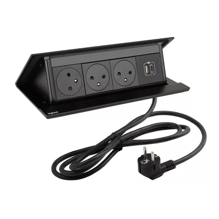 LEGRAND PopUp, 3x230V, 1x USB A/C, fekete mat