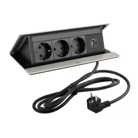   LEGRAND PopUp, 3x230V, 1x USB A/C, csiszolt alumínium, SCHUKO