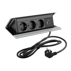   LEGRAND PopUp, 3x230V, 1x USB A/C, eloxált alumínium, SCHUKO