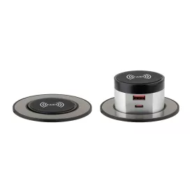   StrongPower PowerUp 1x USB A/C töltő- + vez. nélk. Töltő 10W, nemesacél imitáció