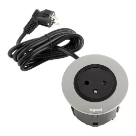   LEGRAND Disq60 süllyesztett aljzat 1x230V, fekete/fém + 2m tápkábel