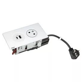   K- LEGRAND elektrická zásuvka Disq'In 1x 230V Francouzská, 1x USB A+C, bílá/bílá