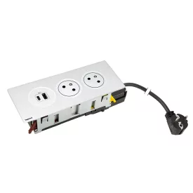   K- LEGRAND elektrická zásuvka Disq'In 2x 230V Francouzská, 1x USB A+C, bílá/bílá