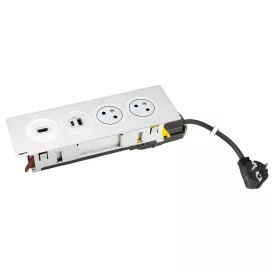  K- LEGRAND elektrická zásuvka Disq'In 2x 230V FR + 1x USB A+C, HDMI, bílá/bílá