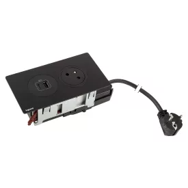   K- LEGRAND elektrická zásuvka Disq'In 1x 230V FR + 1x USB A+C, černá/černá