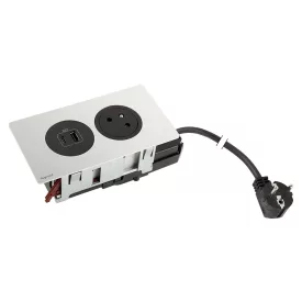   K- LEGRAND elektrická zásuvka Disq'In 1x 230V FR + 1x USB A+C, černá/nerez