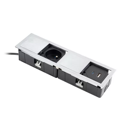 VersaHit Mono combi 1x230V, 1x USB A/C töltő, csiszolt alumínium