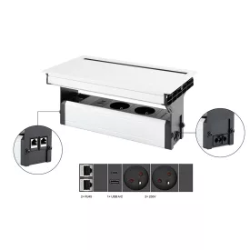   VersaFlap Mono 2.0, 2x 230V, 2x RJ45, 1x USB A/C, fehér matt