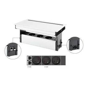 VersaFlap Mono 2.0, 3x 230V, 2x RJ45, fehér matt