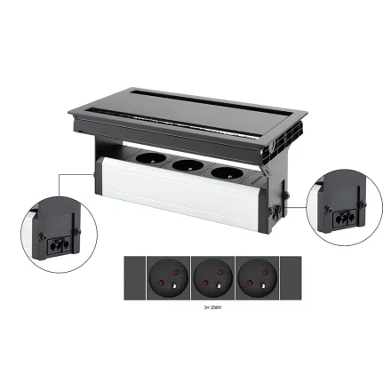 VersaFlap dual 2.0, 3x 230V, fekete matt