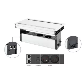   VersaFlap dual 2.0, 2x 230V, 2x RJ45, 1x USB A/C, fehér matt